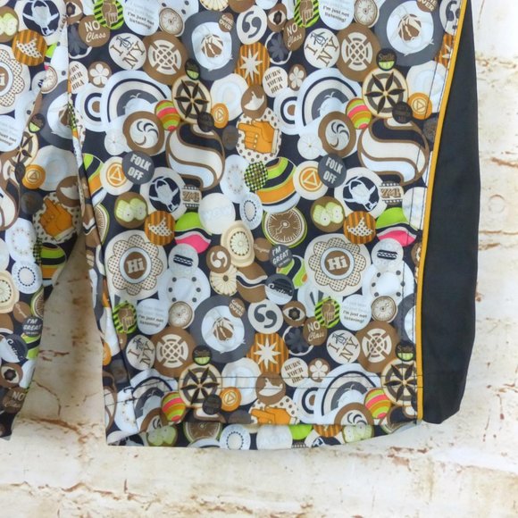 Penguin Munsingwear Swim Board Shorts Mens 30 Retro Slogans Button Pins Print - Picture 9 of 16
